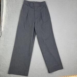 Uniqlo Pleated Wide Leg Gray Trousers Pants Women's Small (26x27) Relaxed Fit